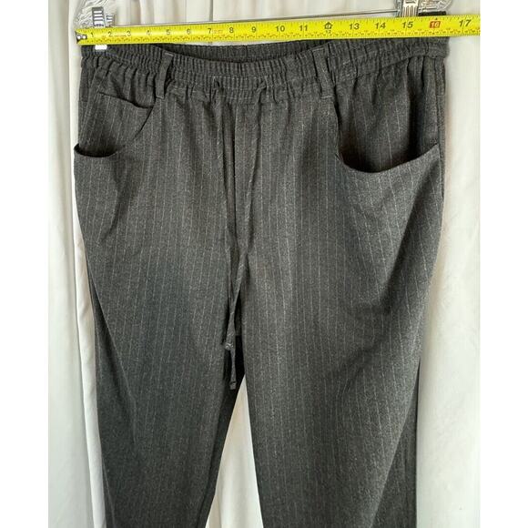 Zara Pinstripes Drawstring Waist Trousers Charcoal Gray 12 Professional 64-29 - Picture 9 of 15
